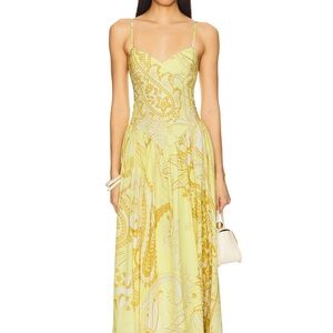 HEMANT & NANDITA Yellow Paisley Backless Maxi Dress